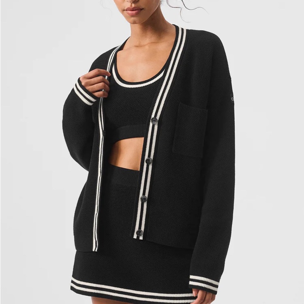 Alo tennis club sweater knit cardigan